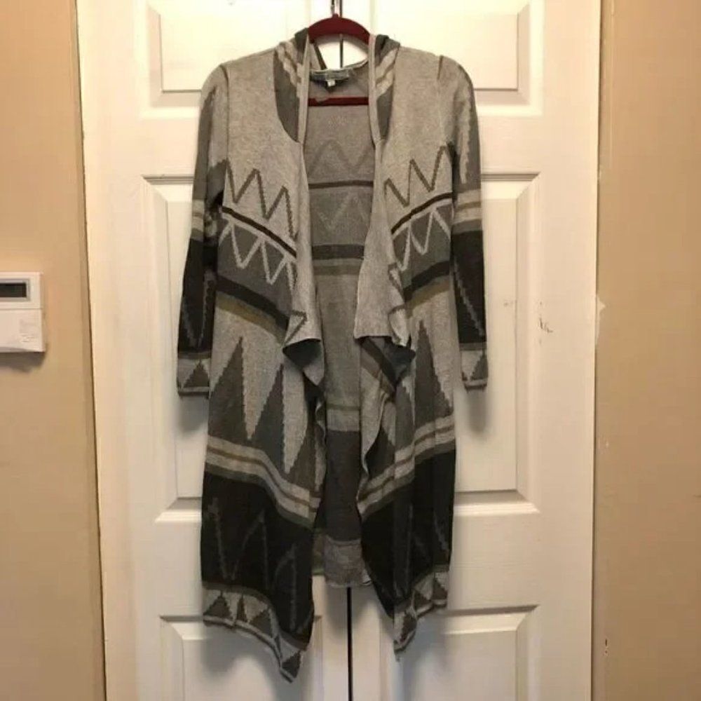 Cecico Southwest Patterned Long Hooded Cardigan